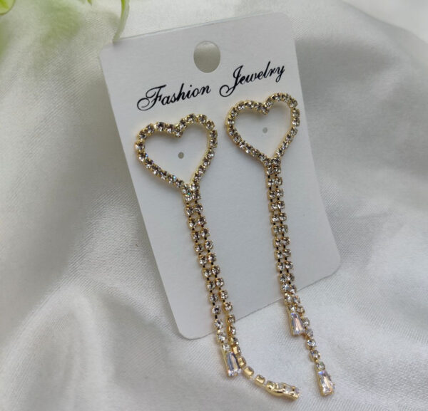imported radiant heart-shaped dangle earrings with crystal detailing | best quality artificial earrings for girls & women