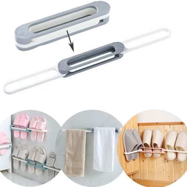 3 in 1 shoes rack wall mounted folding slippers shoes bathroom towel hanger organizer rack in house shoes stand hanging shelf rack holder for multipurpose use(random color) - Image 9