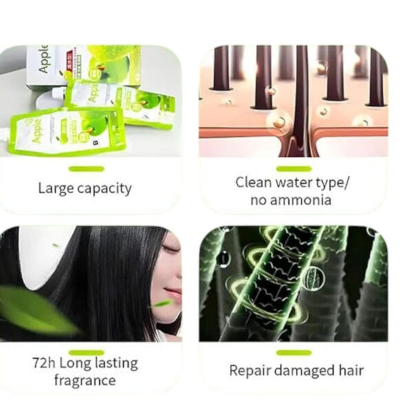 apple ammonia-free black hair cream, organic black hair dye- natural black hair color cream 500ml - Image 6