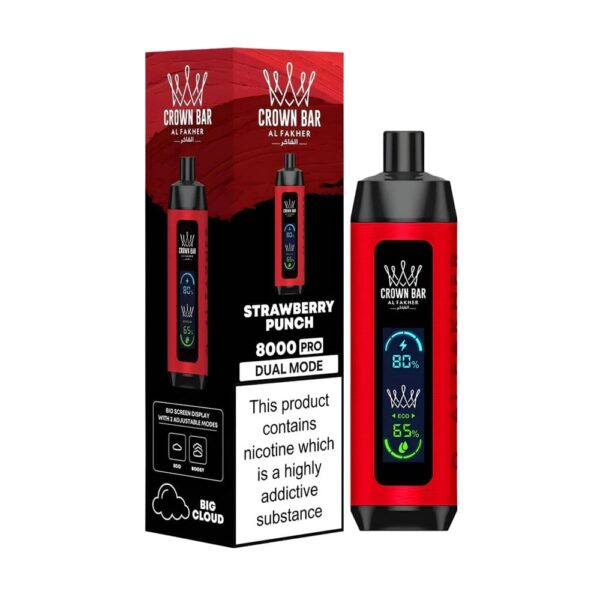 al fakher crown bar disposable vape – 8000 puffs, 5mg nicotine, 18 ml e-juice, rechargeable with mesh coils | with display pod - Image 7