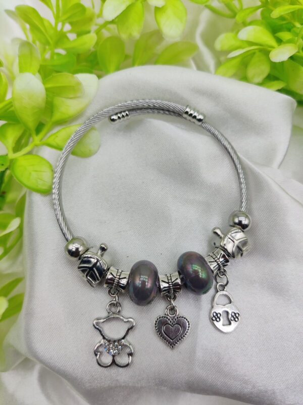 1 piece imported pandora charm bracelet with elegant pearl accents and cute charms | best quality bracelet for girls & women | girls & women jewellery - Image 2