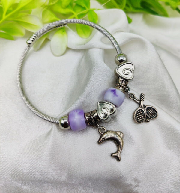 imported elegant dolphin charm pandora bracelet with purple accents | best quality bracelet for girls & women | girls & women jewellery