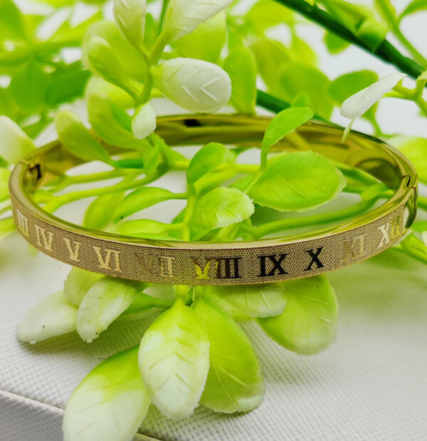 adjustable cartier-inspired roman numeral bracelet - imported luxury gold bracelet | best quality artificial bracelet for girls & women | bracelet for every occasion | elegant design ✨ - Image 2