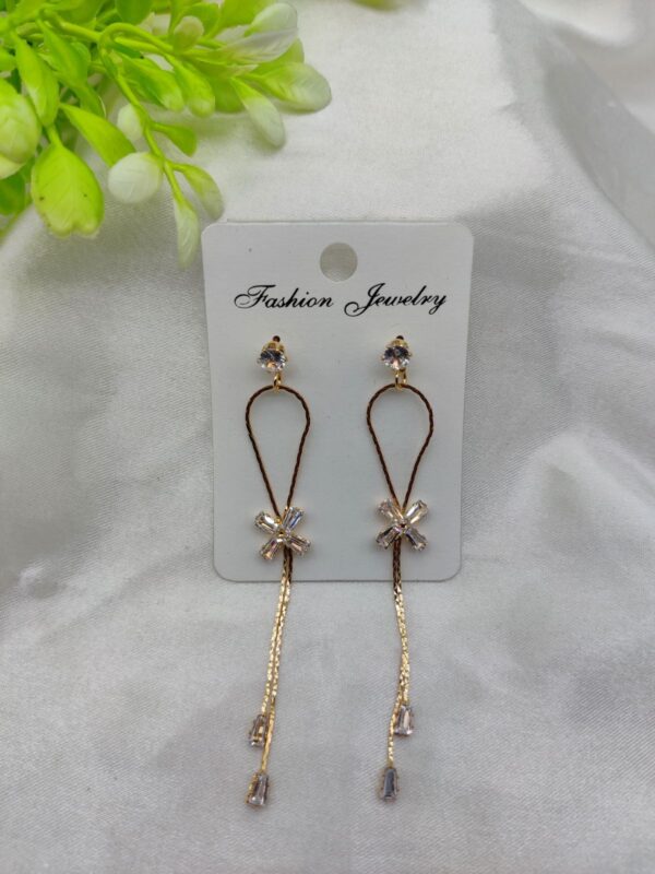 imported elegant floral dangle earrings with crystal accents 🌸✨ | best quality earrings | artificial - Image 2