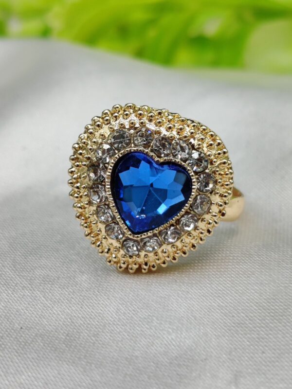 1 piece imported heartfelt elegance blue crystal ring | adjustable ring – timeless charm 💙 | best quality adjustable ring for girls & women - Image 2