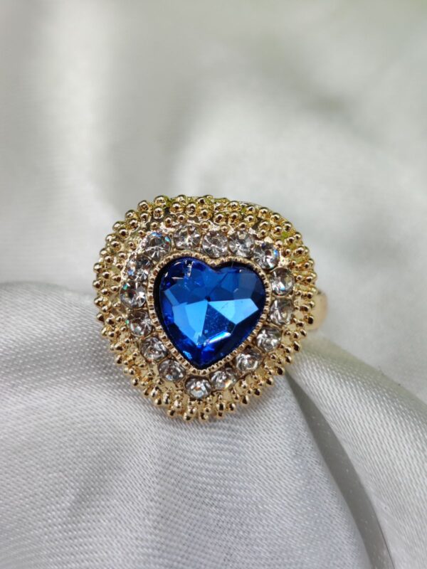 1 piece imported heartfelt elegance blue crystal ring | adjustable ring – timeless charm 💙 | best quality adjustable ring for girls & women - Image 4