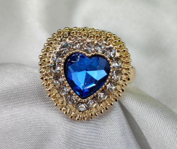 1 piece imported heartfelt elegance blue crystal ring | adjustable ring – timeless charm 💙 | best quality adjustable ring for girls & women