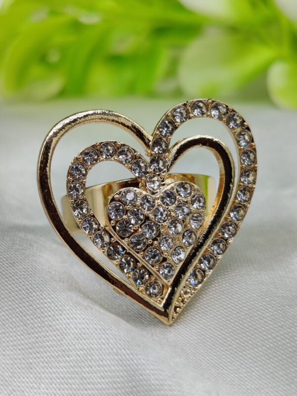 1 piece imported radiant double heart crystal ring – a love that shines 💎❤️ | best quality adjustable ring | ring for girls & women