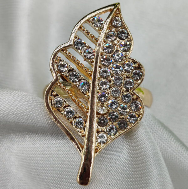 1 piece imported elegant crystal-studded leaf ring | best quality ring for girls & women | adjustable ring | elegant design ring for every occasion