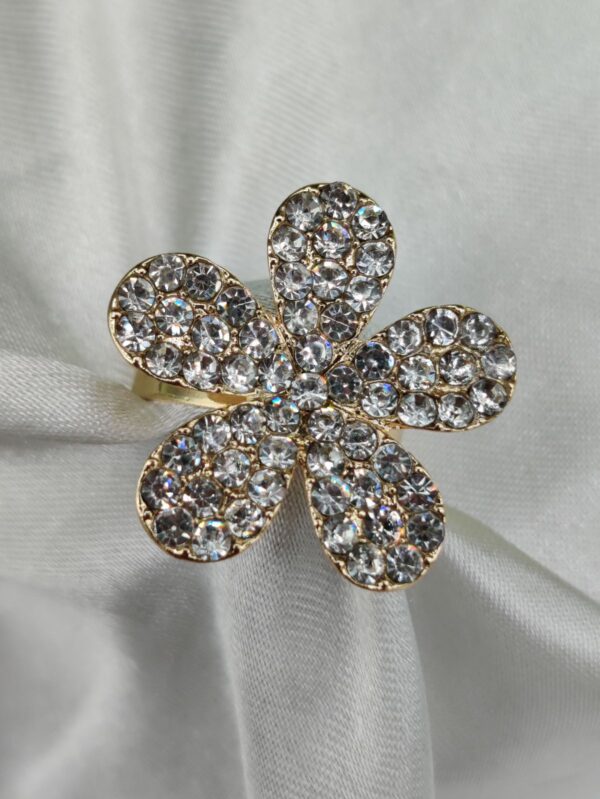 1 piece imported sparkling floral crystal ring – radiant elegance in every petal! | luxurious design ring | adjustable ring | ring for girls & women - Image 3