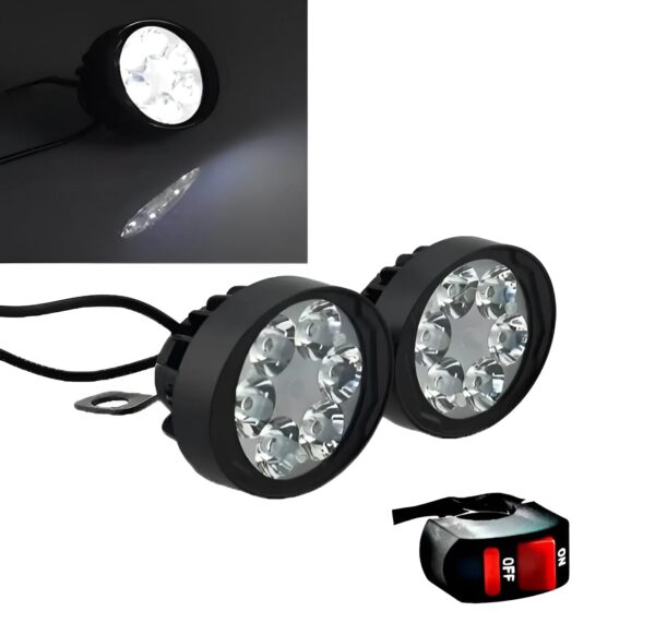 2 led plus button led headlight & button assist lamp for motorcycle motorbike bike universal cd70 cg 125 & all - Image 4