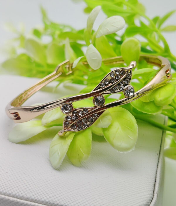 adjustable crystal leaf bracelet - imported golden bracelets -| best quality artificial bracelet for girls & women | bracelet for every occasion | elegant design - Image 4
