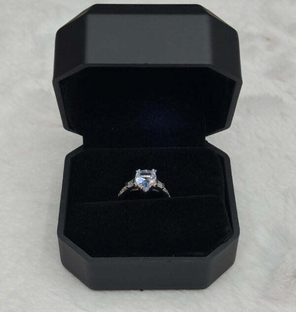 diamond shape luxury quality adjustable ring with box - Image 2