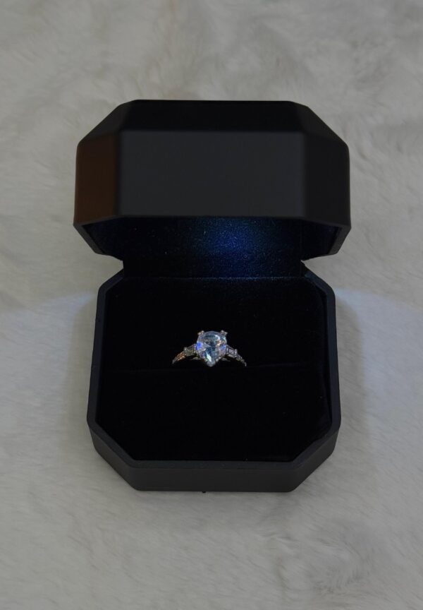 diamond shape luxury quality adjustable ring with box - Image 5