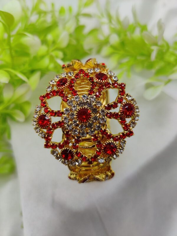 imported golden lace crystal bracelet | royal ruby elegance bracelet | royal sapphire glam bracelet - adjustable bracelet – best quality artificial bracelet for girls & women - Image 4