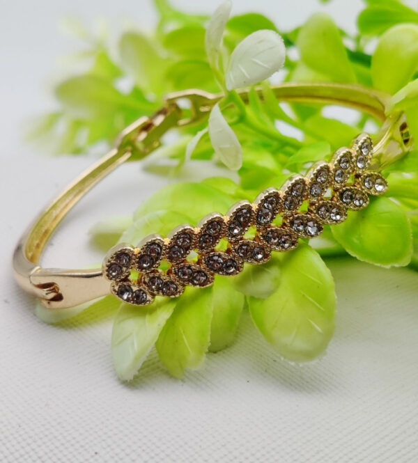 imported adjustable leafy crystal bracelet – elegance redefined | best quality artificial bracelet for girls & women | bracelet for every occasion | elegant design - Image 2