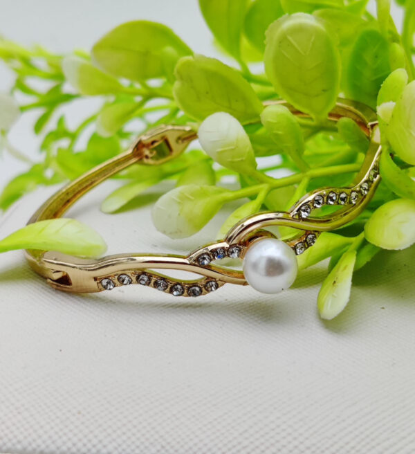 graceful adjustable bracelet with dazzling pearl accent – imported elegance | best quality artificial bracelet for girls & women | for every occasion - Image 2