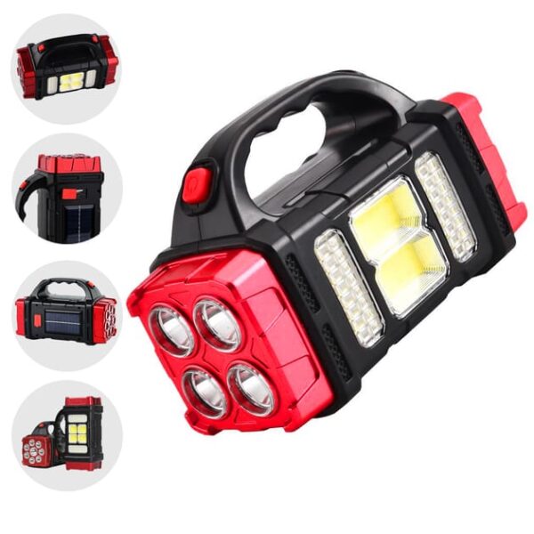hb-2678 solar led flashlight portable usb rechargeable flashlight cob torch light powerful solar light for camping - Image 6