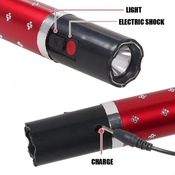 2 in 1 stun gun + led flashlight woman's self-defense lipstick gun self defense flashlight for women (random color) - Image 3