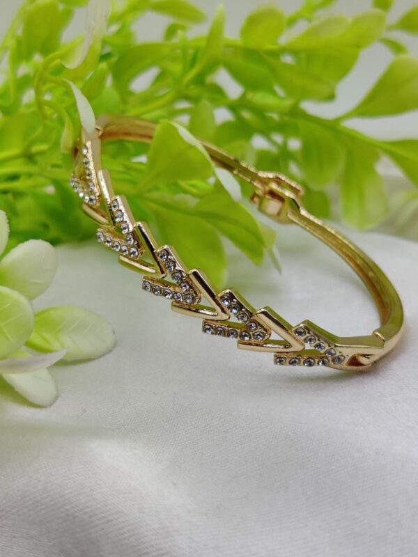 1 piece imported elegant adjustable bracelet with different design | twisted, heart, chevron, dazzling crossed, intricately crafted design | adjustable bracelet – best quality artificial bracelet for girls & women ( golden ) - Image 7