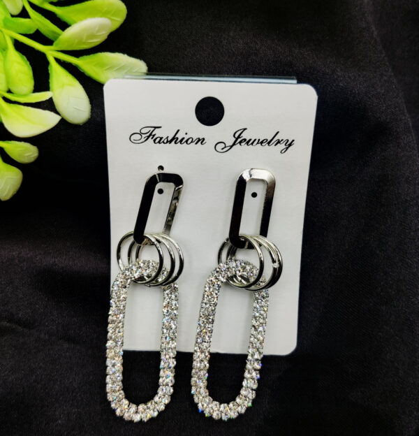 imported earrings in multiple design | teardrop, marquise dangle, triple ring, infinity pearl, rhinestone design earrings| luxury look artificial earrings | girls earrings | women earrings ( silver color)