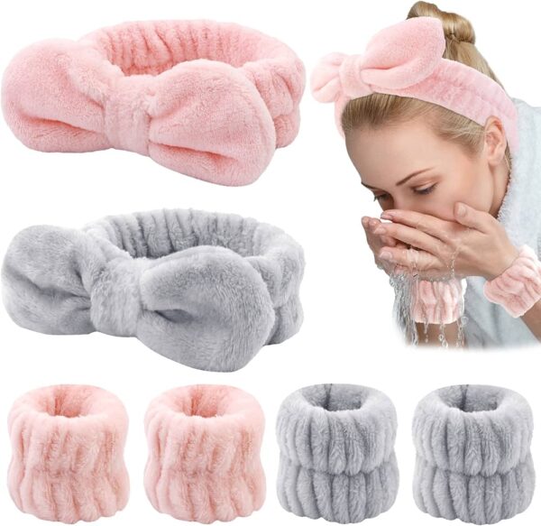 3 pieces set kiss lovely wrist strap - face wash headband and wristband soft fabric - Image 2