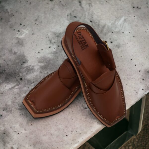 capptan brown leather shoes kheri sandal for men (without box) - Image 5