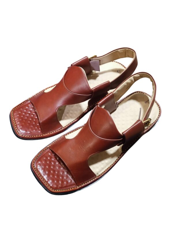 kohati plus peshawar zalmi / brown  chappal pure leather for mens (without box) - Image 2