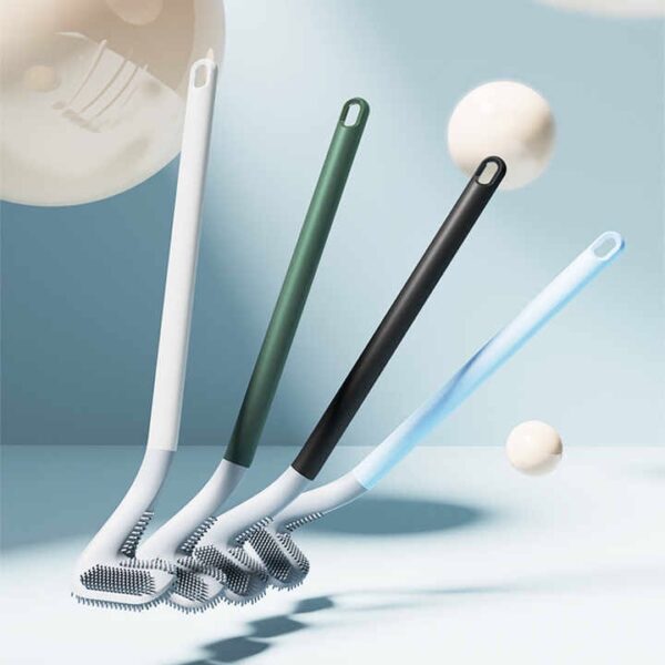 golf toilet brush | long handle silicone toilet brush, flexible silicone rubber toilet brush cleaning golf style | without box (random color) - Image 3
