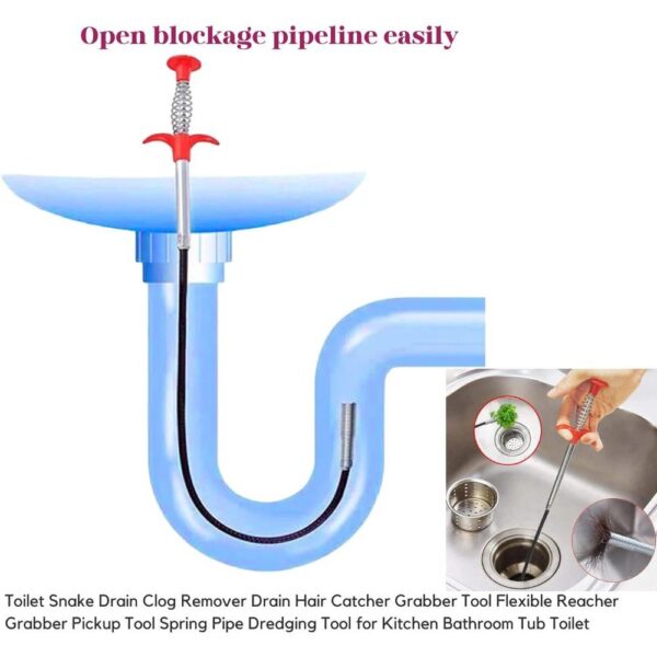 stainless steel hair catching drain cleaner wire spring sink cleaning stick - Image 4