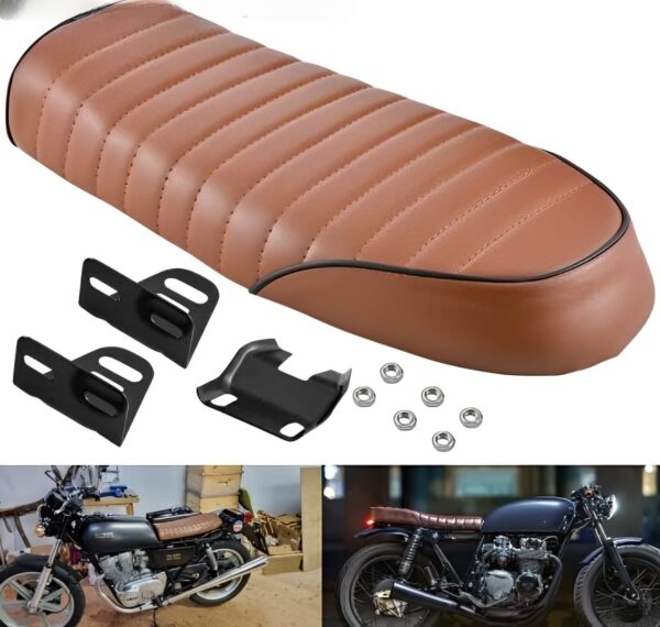 high-quality cafe racer bike seat with complete fitting | compatible with cd 70, 125 & all bikes