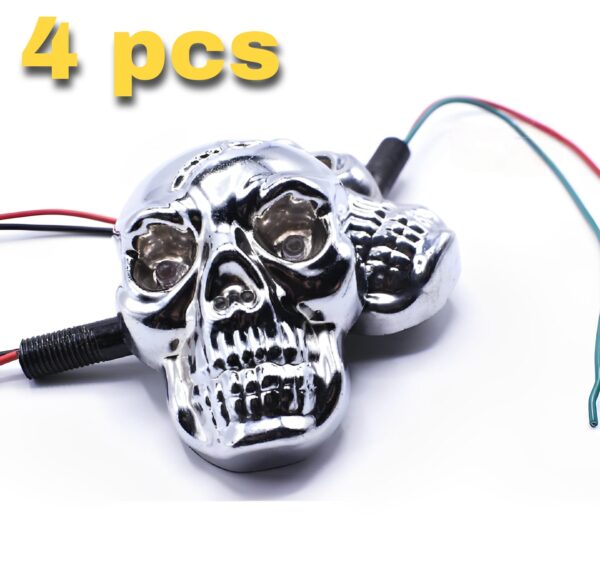 universal skull head led turn signal indicators – set of 2/4 for motorcycles 125cc and 70cc all bikes - Image 3