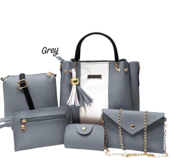 5 piece set roc jimmy choo high quality cynthetic leather with cloud bag long wallet zipper wallet and mini wallet - Image 7