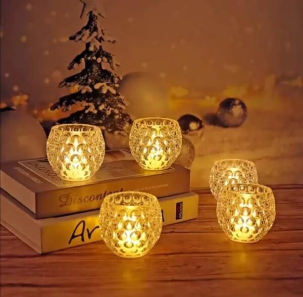 amber shine crystal tealight candle holder for home and office decor cell operated - Image 3