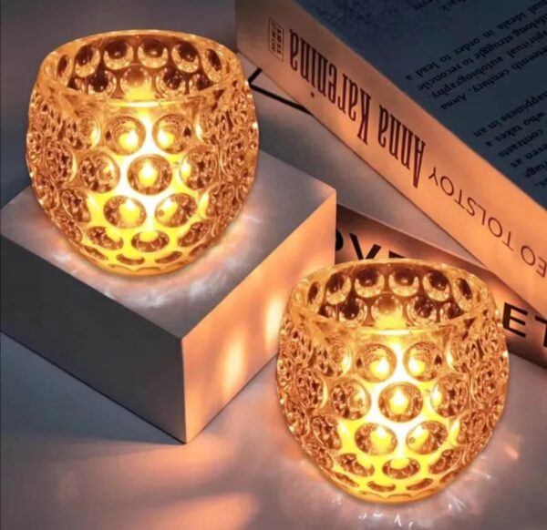 amber shine crystal tealight candle holder for home and office decor cell operated