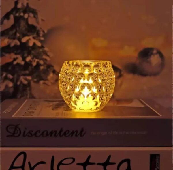amber shine crystal tealight candle holder for home and office decor cell operated - Image 4