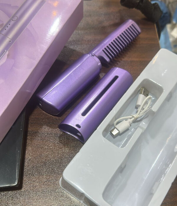 2-in-1 hair styling brush, straightener, curler comb random color - Image 3