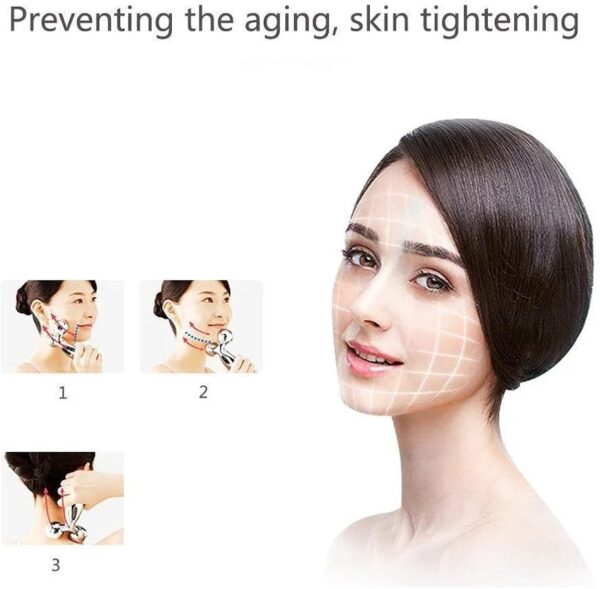 3d face massager roller – 360° rotation handheld y-shape plastic tool for face lifting, anti-wrinkle, skin firming, and full body relaxation | nm-091 ( random color ) - Image 4
