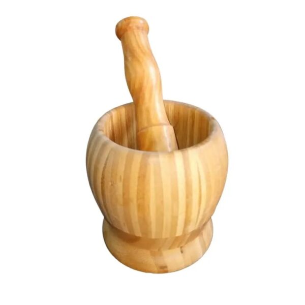 01 set wooden pestle and mortar for crushing | woden chattu watta for grinding nuts dates and other ingredients - Image 4