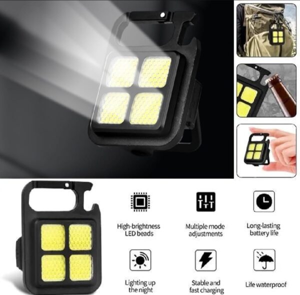 portable cob high bright flashlight multifunction keychain lamp buit-in 150mah lithium battery waterproof outdoor torch lantern - Image 6