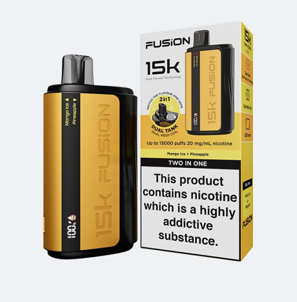 fusion 2 in 1 original disposable dual flavor vape 15000 puffs 20mg | rechargeable | premium display with sleek design