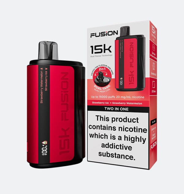 fusion 2 in 1 original disposable dual flavor vape 15000 puffs 20mg | rechargeable | premium display with sleek design - Image 4