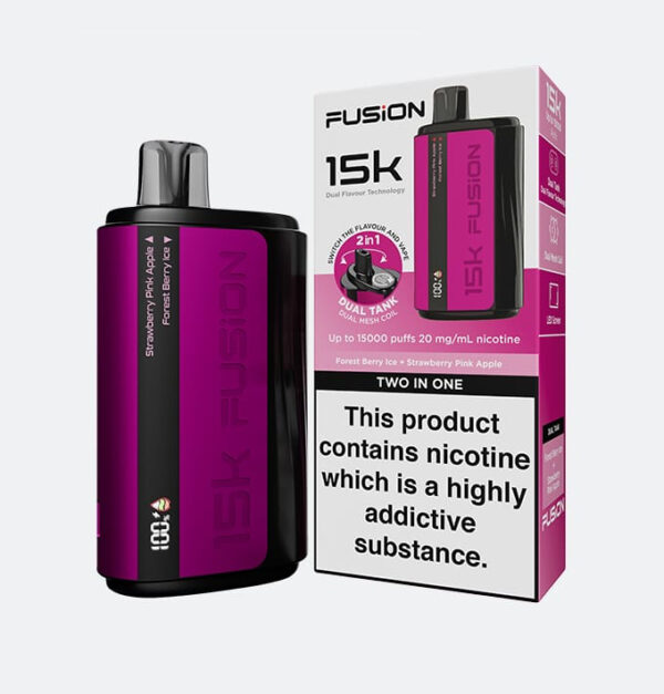 fusion 2 in 1 original disposable dual flavor vape 15000 puffs 20mg | rechargeable | premium display with sleek design - Image 3