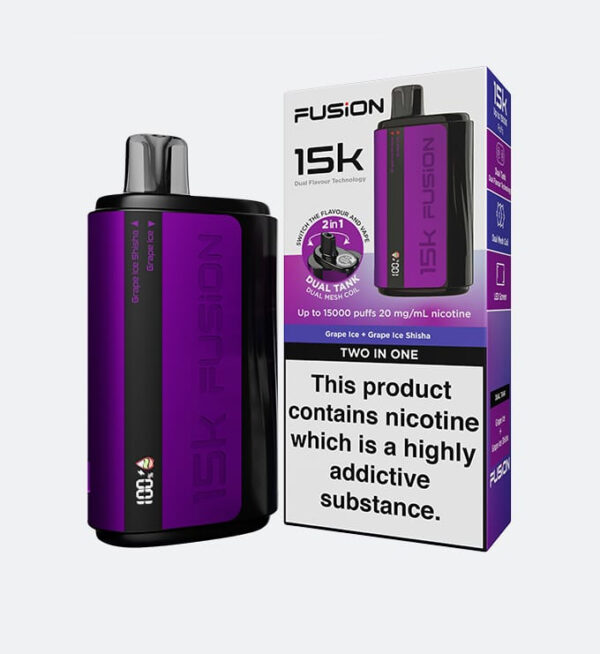 fusion 2 in 1 original disposable dual flavor vape 15000 puffs 20mg | rechargeable | premium display with sleek design - Image 8