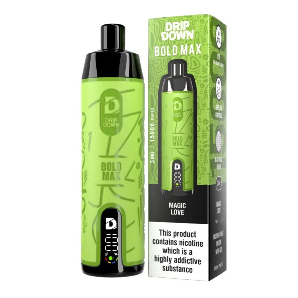 drip down bold max original disposable vape 15000 puffs 3mg | rechargeable | premium display with sleek design - Image 8