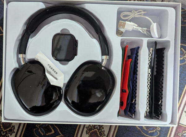 p9 + ultra 2 + 7 strap smart watch 7 in 1 band | best headphone with smart watch ( random color ) - Image 4
