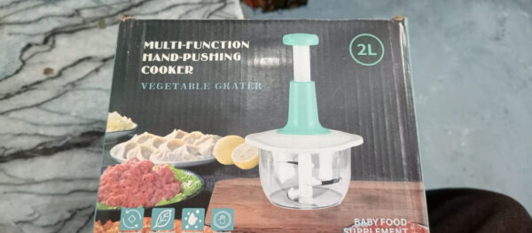 manual hand push chopper | multi-functional vegetable meat grinder, grater, chopper -2l (random color) - Image 3