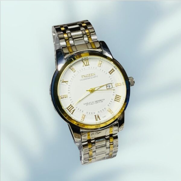 fngeen 2081 stainless steel stylish men quartz watch two tone chain style strap - Image 4