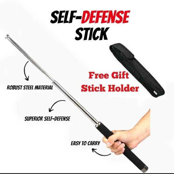 tactical baton extendable self defence stick | best quality metal self defence stick | camping equipment multifunctional folding tool hike ( random color ) - Image 11