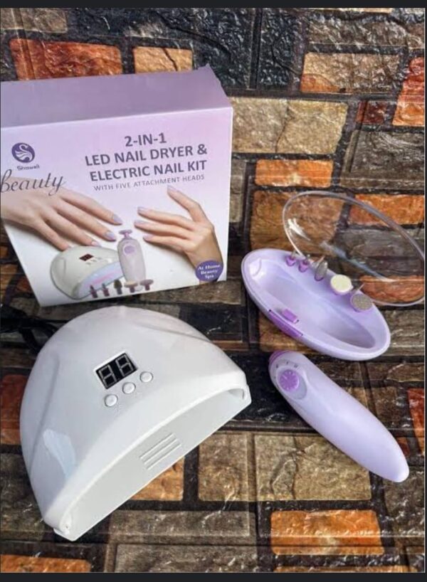 2 in 1 led nail dryer and  electric nail kit | nail dryer led lamp and manicure led nail dryer & electric nail kit with five attachments heads - Image 5